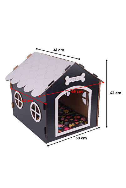 GOBYPET Ahşap Özel İsim Baskılı Dekoratif Köpek Evi-Kulübesi, Küçük Irk Köpekler İçin Kulübe, Köpek Kulübesi