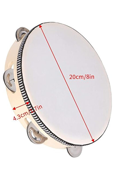 MegArya Tambourines Musical Instrument for Adults, 8 inch Wooden Hand Held Drum Bell