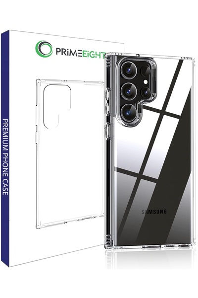 PRIMEEIGHT جراب شفاف كريستالي شفاف لهاتف سامسونج S21 ألترا مضاد للصدمات باللو...
