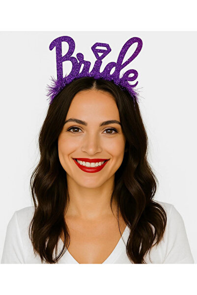 CT STONES تاج العروس مع خاتم الزواج باللون الأرجواني وحروف مائلة