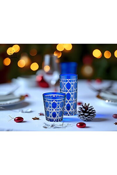 AKDEN STORE Crystal Decor Colorful Water Glass 485ml Set of 6 Water Glasses