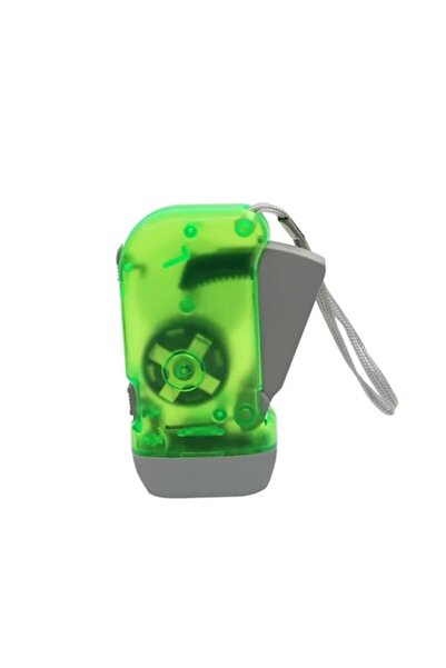 dalimag Dynamo Flashlight with Manual Charging, 3 LEDs, With Hooks, Compact 10x5 cm, Green