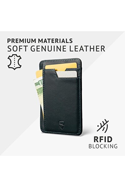 Vaultskin BRIXTON Slim Card Holder with ID Window - Minimalist Front Pocket Leather Wallet with RFID