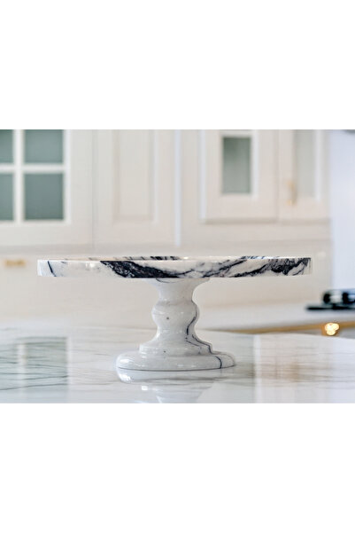 marbelix Gaia 38cm Marble Ultra Wide and Pedestal Cake & Pastry Display Stand - Cake Stand - Wedding Cake Stand