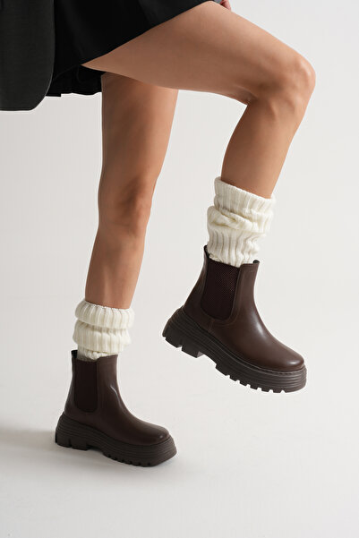 Tonny Black Kadın Kahve Kalın EVA Taban Lastikli Bot