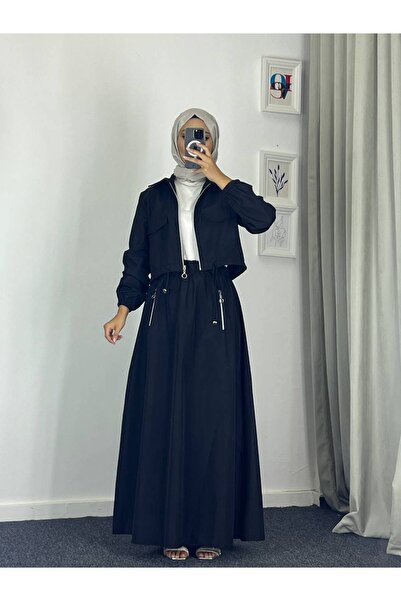 Esre Store 0903 - Bondit Kumaş İkili Tesettür Takım Siyah -c 9