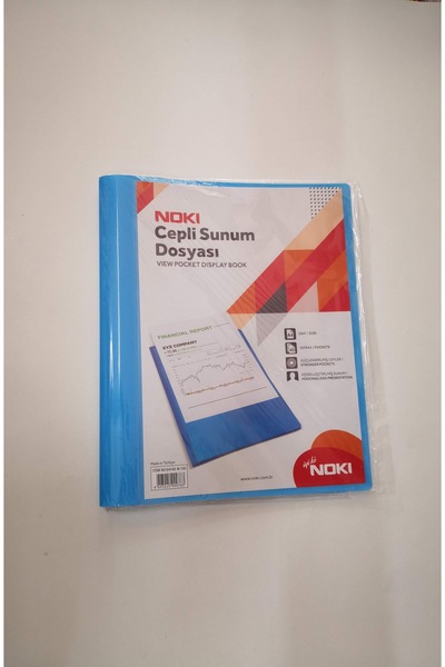 Noki Mavi 40lı Sunum Dosyası Plastik Kapaklı Şeffaf Yapraklı