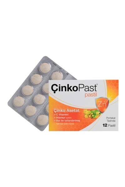 Çinkopast Vitamin C Linden Honey Containing Food Supplement 12 Pastilles