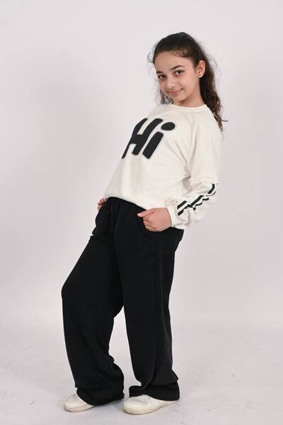 Uğur bebe Girl's Oversize 3 Thread Non-Sharmond Sweatpants Set – Wide Leg, Pockets, Comfortable Casual Sports Combination