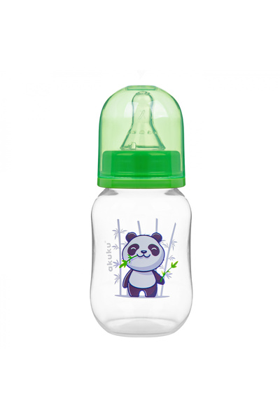Akuku Anti-colic bottle 125ml Panda with slow flow silicone nipple, safe BPA-free materials, ca