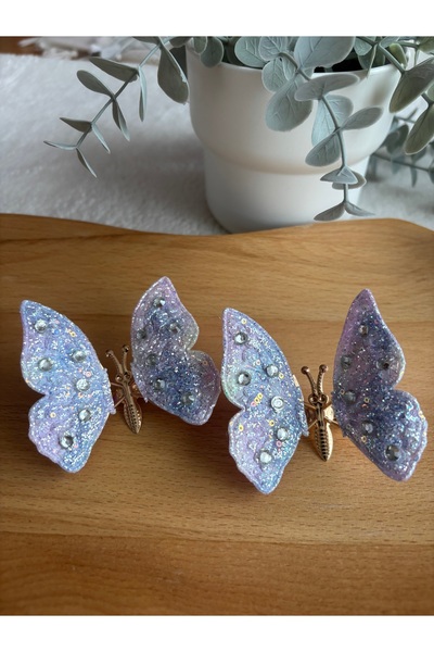 minikidsstore Yaylı Taşlı Renkli 2’li Kelebek Tokalar