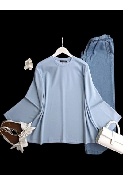 ŞAHİN TESETTÜR GİYİM VOLAN KOL SALAŞ KISA TUNİK 5602