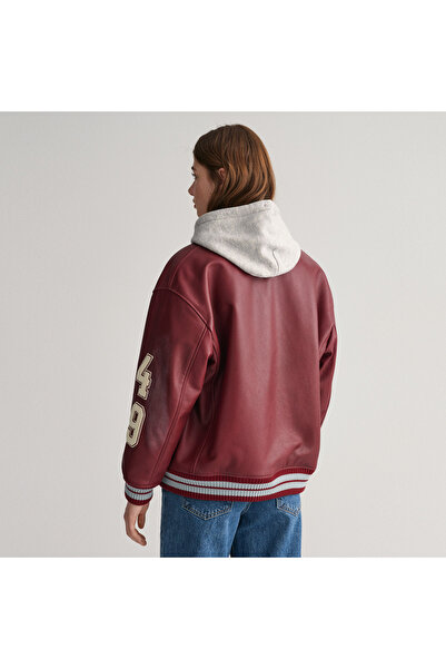 Gant Kadın Bordo Oversize Fit Logolu Bomber Ceket