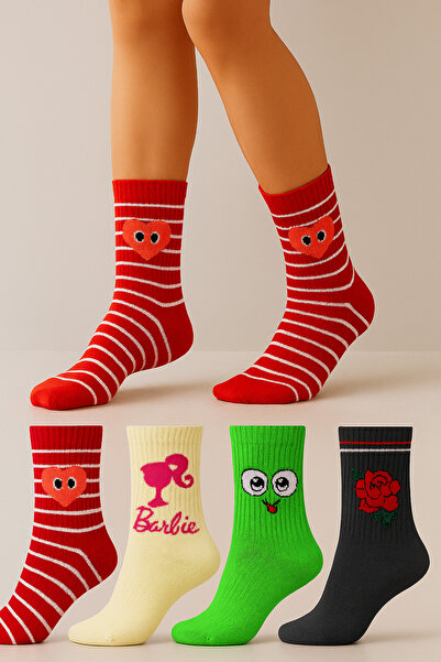 WORTHY SOCKS 4 perechi de șosete din bumbac pentru sport, tenis, colegiu