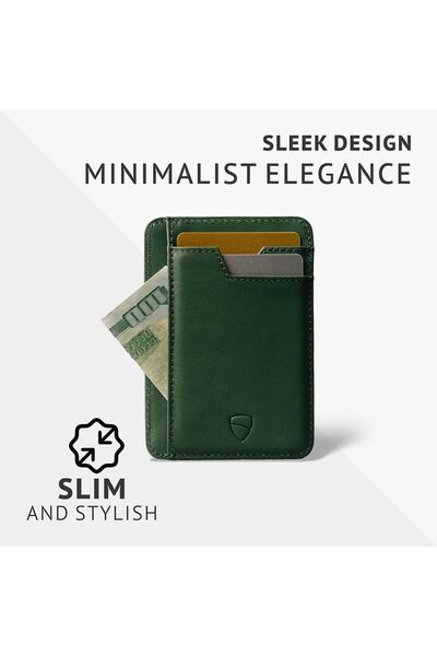 Vaultskin BRIXTON Slim Card Holder with ID Window - Minimalist Front Pocket Leather Wallet with RFID