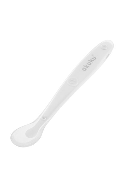 Akuku Lingurita din silicon pentru bebelusi Soft Spoon White,textura moale ce...