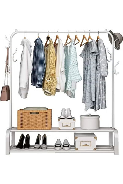 Primo Plus Clothes Organizer And Holder Coated Metal Rack White