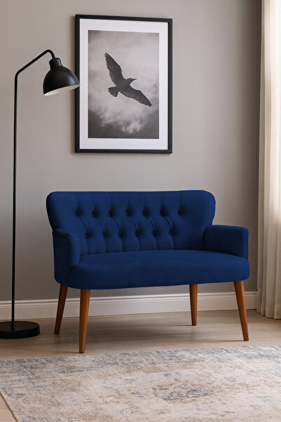 Azra Mobilya Roma Modern İkili Koltuk - Babyface Kumaş - Ahşap Ceviz Renk Aya...