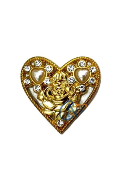 MEKs Heart Brooch with Stones, Box, Chest Ornament - Yellow, 1 Piece