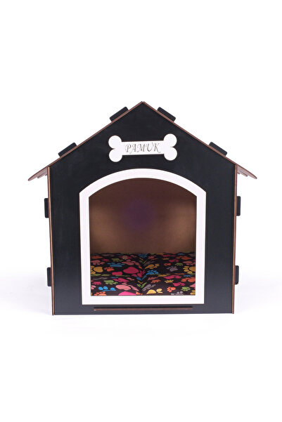 GOBYPET Ahşap Özel İsim Baskılı Dekoratif Köpek Evi-Kulübesi, Küçük Irk Köpekler İçin Kulübe, Köpek Kulübesi