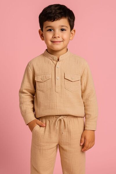 EGELİMODA Long Sleeve Seasonal Muslin 2-Piece Boys' Set
