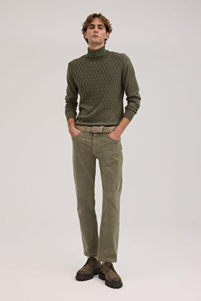 Jakamen Yeşil Comfort Fit Kadife Spor Pantolon