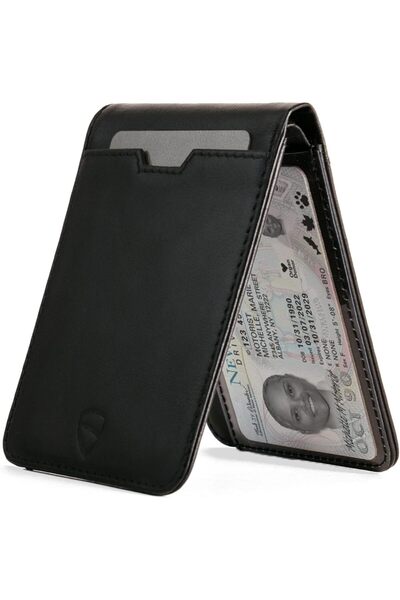 Vaultskin MANHATTAN ID Thin Leather Wallet with RFID Blocking and ID Window