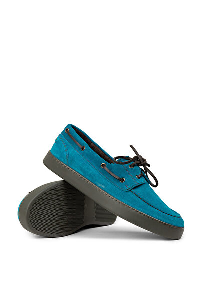 Deery Men's Genuine Suede Turquoise Casual Marine Shoes