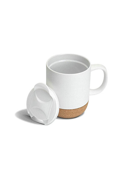 giftology لوكا - كوب سيراميك مع فلين وغطاء - أبيض