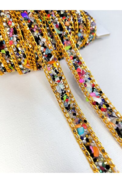 ALTAY AKSESUAR ÖZEL RENGARENK TAŞLI BONCUKLU ZİNCİRLİ YAPIŞTIRMA ŞERİT