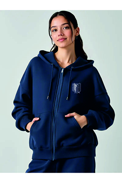 HOFFNUNG Hanorac unisex cu fermoar cu 3 fire ON ATTACK, cu model, oversize