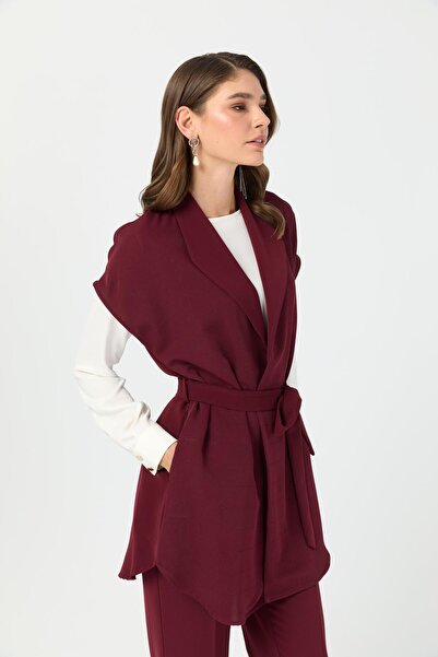 Esswaap Tunik Yelek Pantolon Takım Bordo