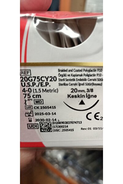 FAST TRUSYNTH 4.0 KESKİN RAPİD HIZLI EMİLEBİLİR CERRAHİ İPLİK İĞNELİ (12 ADET)