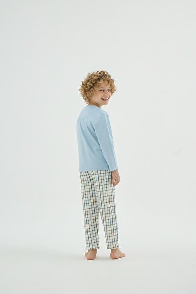 Sevim Хлопчачий комплект піжами з довгими рукавами та візерунком у клітинку C4T1N98