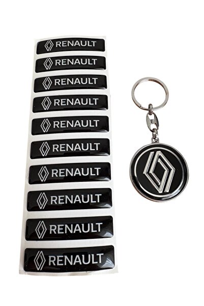 İKTUNING RENAULT LOGOLU 10 LU DAMLA STICKER 1 ADET ÇİFT YÖNLÜ METAL ANAHTARLIK