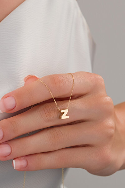 ZEYNEPLİ GOLD 14 AYAR ALTIN 3 BOYUTLU Z HARFLİ KOLYE