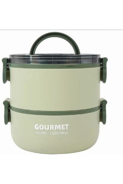 FixPoint Steel Lunch Box Two Layers 1200ml Green P1802