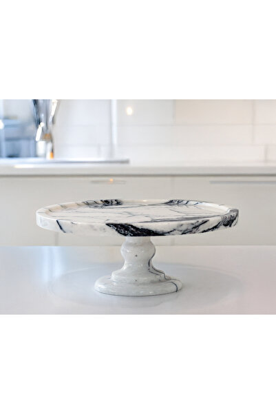 marbelix Gaia 38cm Marble Ultra Wide and Pedestal Cake & Pastry Display Stand - Cake Stand - Wedding Cake Stand