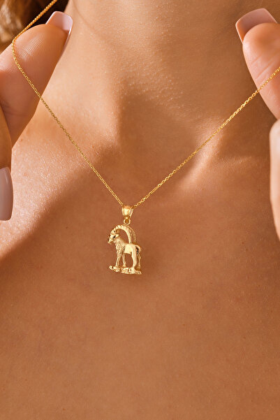 VeraDesignGold Oğlak Burcu Altın Kolye 3 Boyutlu 14 Ayar Altın Kolye Zincir D...