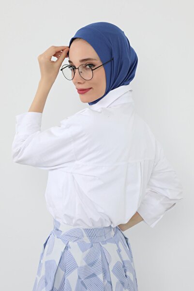 Aisha's Design Combed Cotton Bonnet with Neck Covering Feature and Headphone Opening, B-94, Indigo