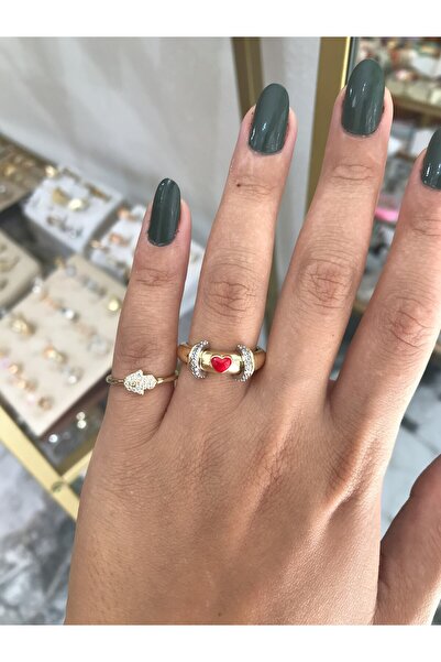 the ASEL İNCİ خاتم بسيط بتفاصيل على شكل قلب وحجر