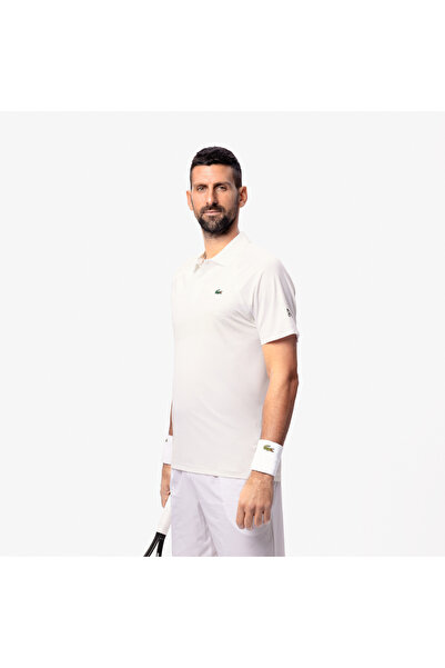 Lacoste SPORT X Novak Djokovic Erkek Slim Fit Baskılı Beyaz Polo