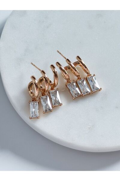 CHARMLUCKY Special Series Stone 3-Piece Look Earrings