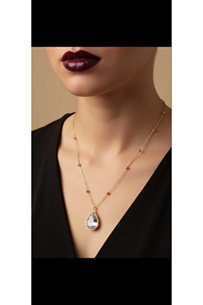 Cozyce Gold Color White Drop Steel Necklace