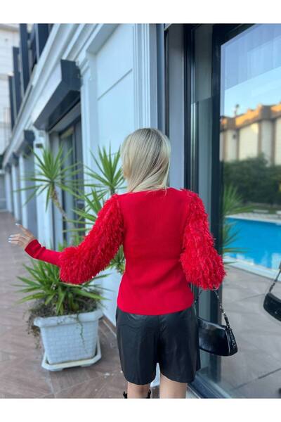 For Angels Double Breasted Sweater with Fur Sleeves