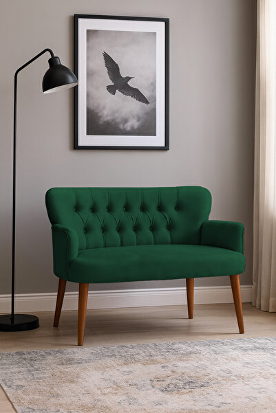 Azra Mobilya Roma Modern İkili Koltuk - Babyface Kumaş - Ahşap Ceviz Renk Aya...