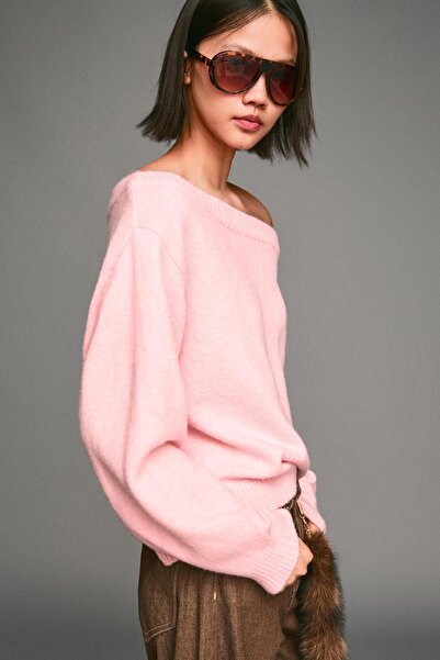 Bershka Ribbed Bardot neck sweater