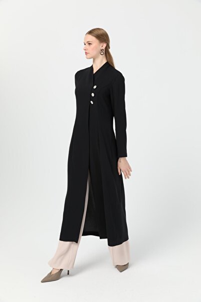 Esswaap Broş Düğmeli Uzun Yırtmaçlı Pantolonlu Takım Taş