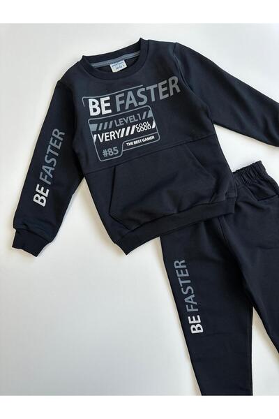 Bellamio Kids Elastic Waist Boys' Tracksuit Set - Dark Blue