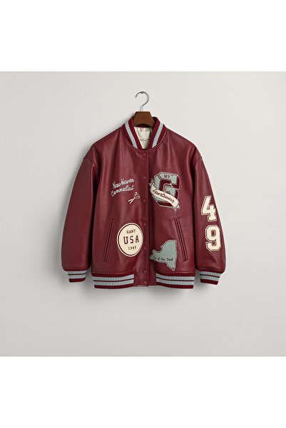 Gant Kadın Bordo Oversize Fit Logolu Bomber Ceket